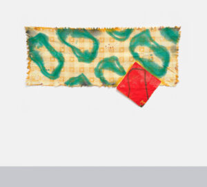 Claude Viallat | 409 / 2025 | 2025 | Acryl auf Gewebe / Acrylic on fabric | 72 x 134 cm / 28,3 x 52,8 in | Ausstellungsansicht / Exhibition View 2026 | Courtesy Claude Viallat & Galerie kajetan | Photo: Gunter Lepkowski